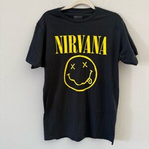 NIRVANA Black Tee with Iconic Yellow Graphic Medium